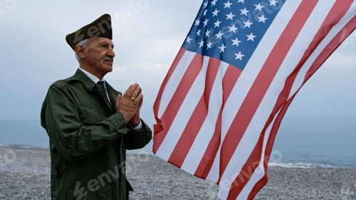 Preview: Old Veteran Making A Prayer For His Lost Partners In War