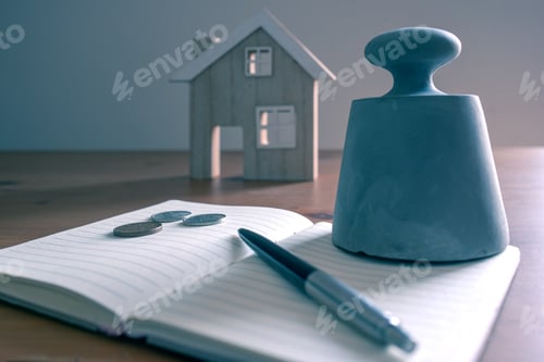 Preview: House model, balance, financial concept.
