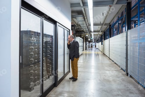 Preview: Businessman in factory shop floor talking on the phone