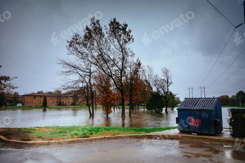 Preview: Hurricane flood and wind damage tornado storm felled trees flooding