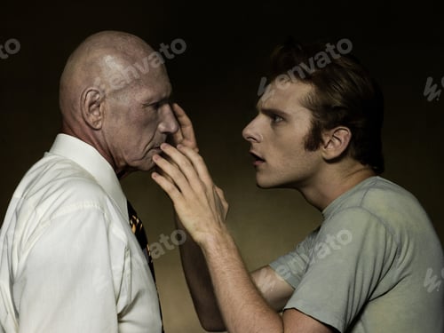 Preview: Senior and young man face to face