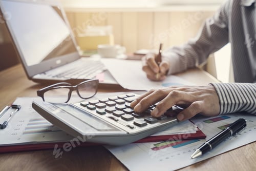 Preview: Businessman working on Desk office business financial accounting calculate