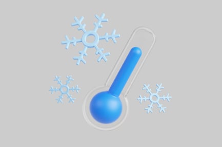 Предпросмотр: Зимний мороз с термометром и снежинками