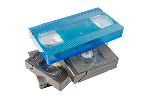Preview: old video cassette on white background