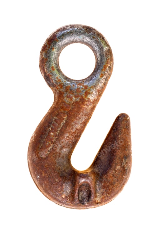 Preview: old rusty hook on white background