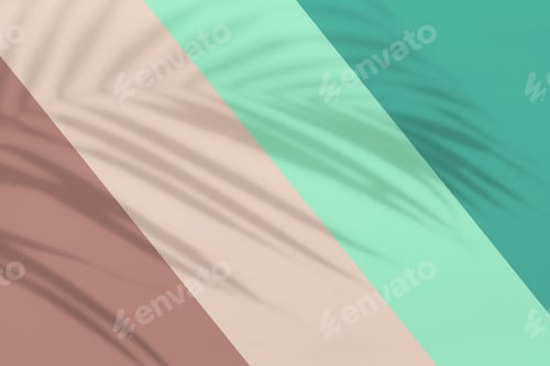 Preview: Tropical palm leaves shadow on pastel color background with copy space