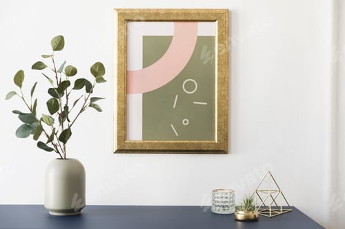 Preview: Creative composition of stylish and modern living room.