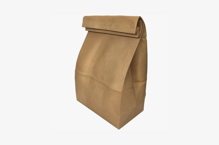 Preview: Upright rectangular brown paper bag with flap