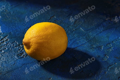 Preview: yellow lemon on blue background