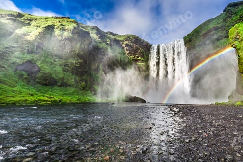 Preview: Stunning waterfall Skogafoss in Iceland in summer