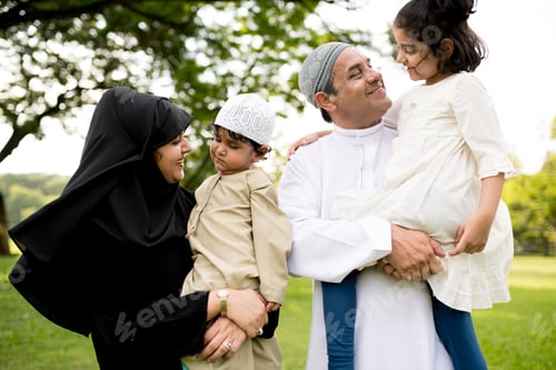 Preview: Muslim family having a good time outdoors