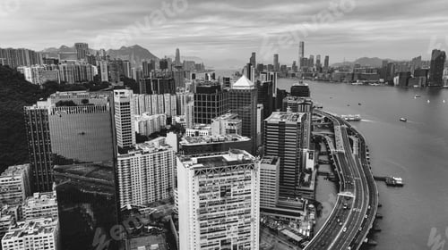Preview: Aerial view of Victoria Bay showcasing the skyline and bustling harbor of Hong Kong