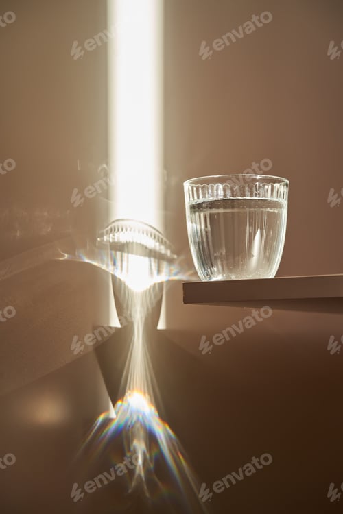 Preview: A glass of clean drinking water in the morning sun.