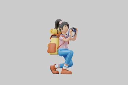 Preview: Cartoon female tourist with camera
