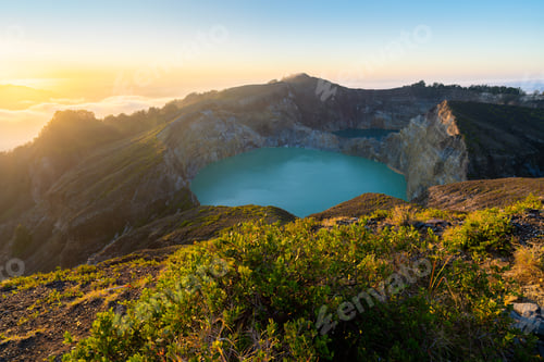Preview: Scenic view of a crater lake in Kelimutu national park on Flores island, Indonesia