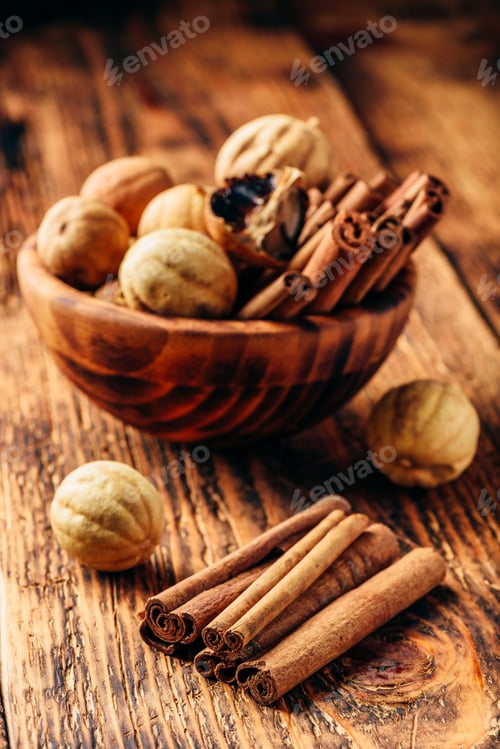 Preview: Dried spices in a wooden bowl