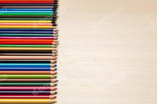 Preview: School supplies on wooden background