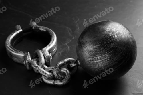 Preview: Prisoner ball with chain on black table