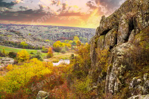 Preview: Aktovsky Canyon in Ukraine surrounded large stone boulders