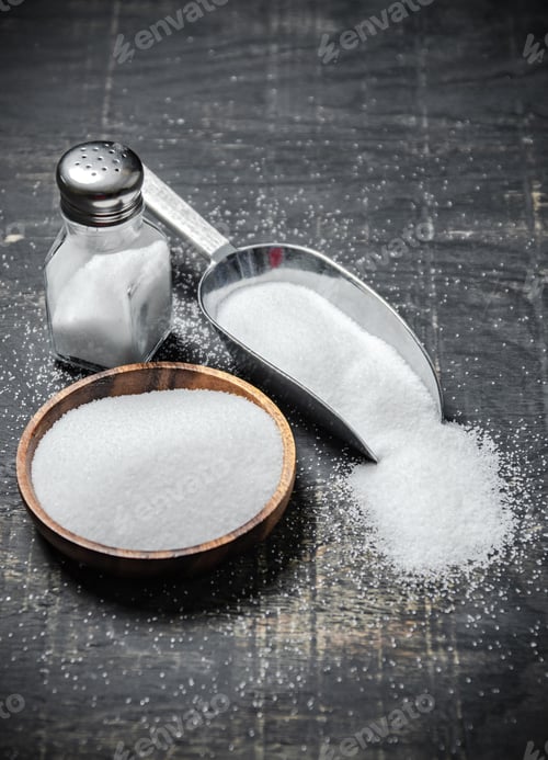 Preview: Salt background . On black table.