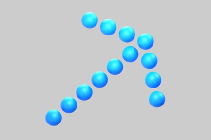 Visualização: Seta azul: esferas apontando para cima