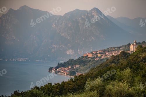 Preview: Landscape view from Monte Isola on Lake Iseo Italy