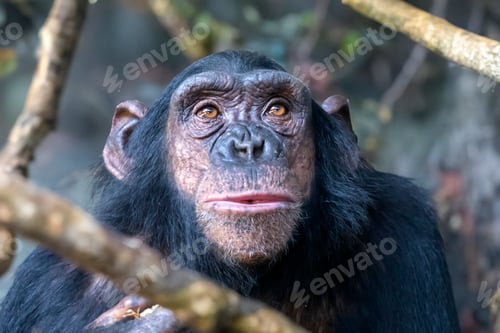 Preview: Chimpanzee (Pan troglodytes) close up view