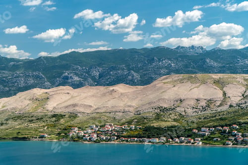 Preview: View of Pag city and Adriatic sea.