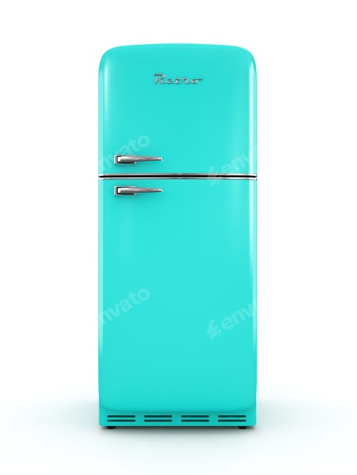 Preview: Retro fridge isolated on white background 3D rendering