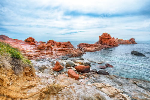 Preview: Impressive sunset view of Red Rocks (is Scoglius Arrubius) on Cea beach.