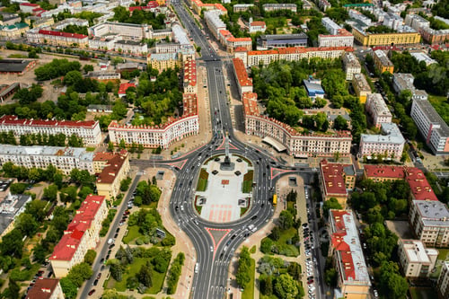 Preview: Top view of Victory square in Minsk.Bird's-eye view of the city of Minsk and victory square