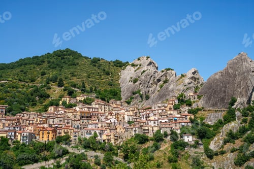 Preview: View of Castelmezzano, historic town in Basilicata, Italy