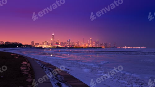 Preview: Chicago skyline at night.