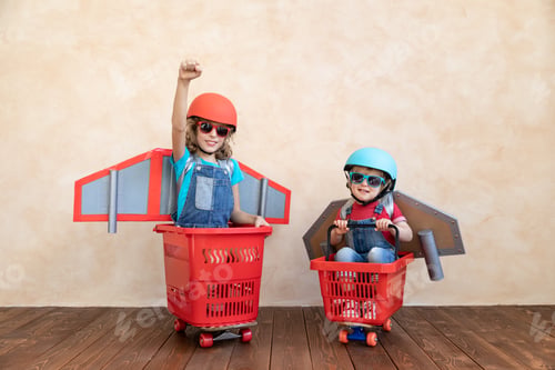 Preview: Kids playing with jet pack at home