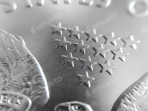 Preview: Macro shot of a silver canadian maple leaf bullion coin - business, investment, cash