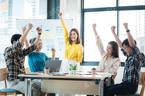 Preview: Excited entrepreneurs are successful and business people achieve goals.