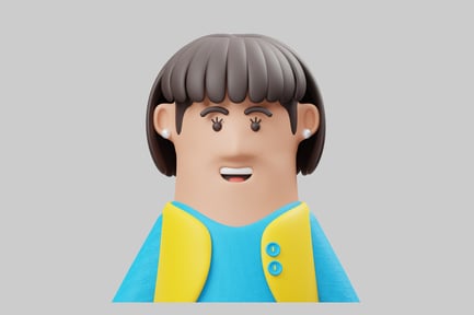 Preview: Cartoon girl with brown bob hair