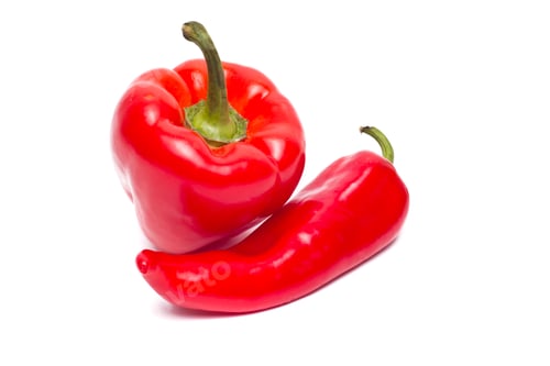 Bell Pepper and Chili Pepper on White