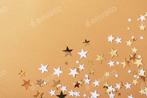 Preview: Christmas or birthday stars background, gold glow