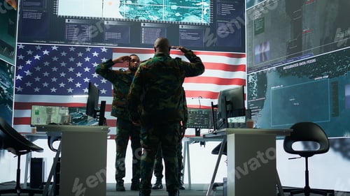 Preview: US soldiers in a high tech command center protecting classified information
