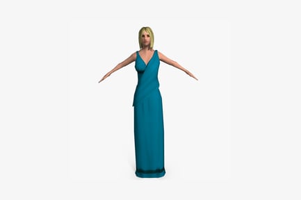 Preview: Woman in long sleeveless dress with outstretched arms