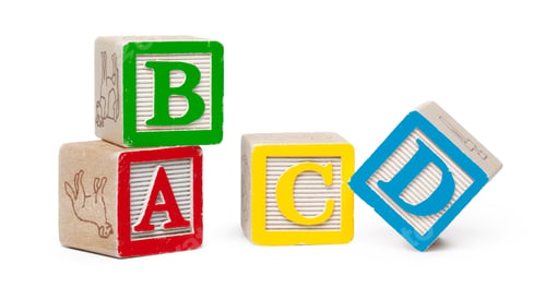 Preview: Wooden alphabet blocks isolated on white background