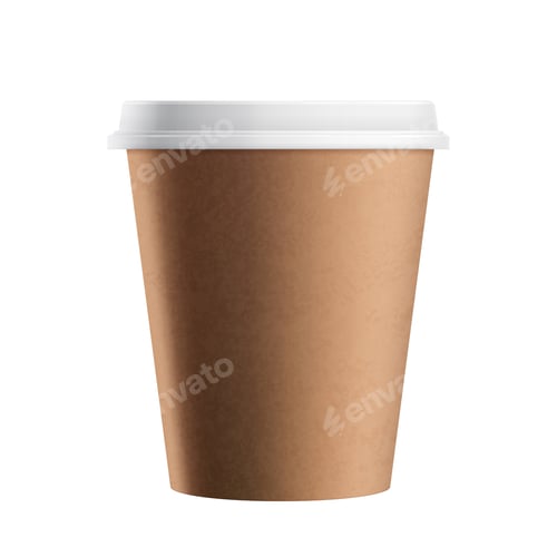 Preview: Brown Paper Coffee Cup with White Lid
