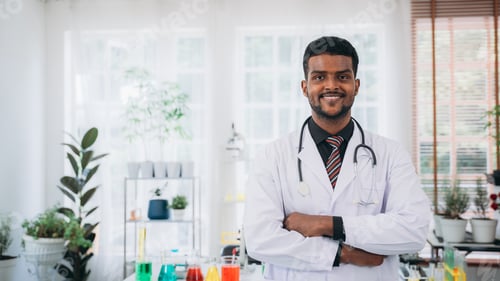 Preview: Portrait of Scientist and Pharmacist Conducting Chemical Research Testing in a Laboratory.