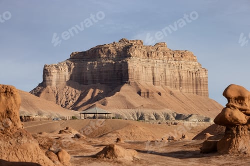 Preview: Red Rock Formations and Hoodoos in the Desert at Sunrise.