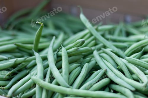 Preview: Selective focus shot of a bunch of fresh green beans