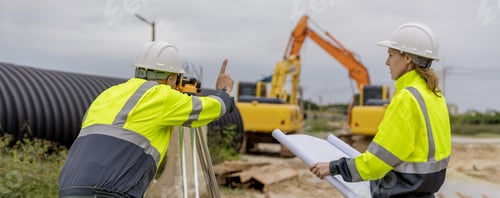 Preview: Engineer survey team checking construction project inspection work construction site