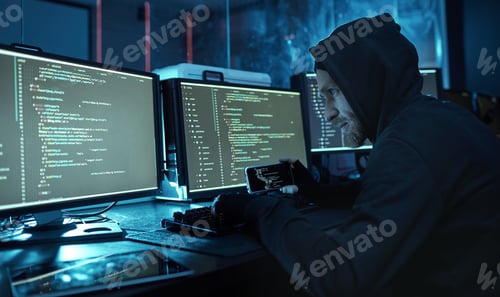 Preview: Man examining the computer information