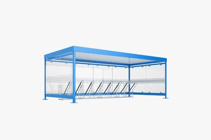 Preview: Covered Bicycle Rack with Transparent Panels
