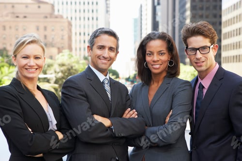 Preview: Portrait Of Four Business Colleagues Outside Office